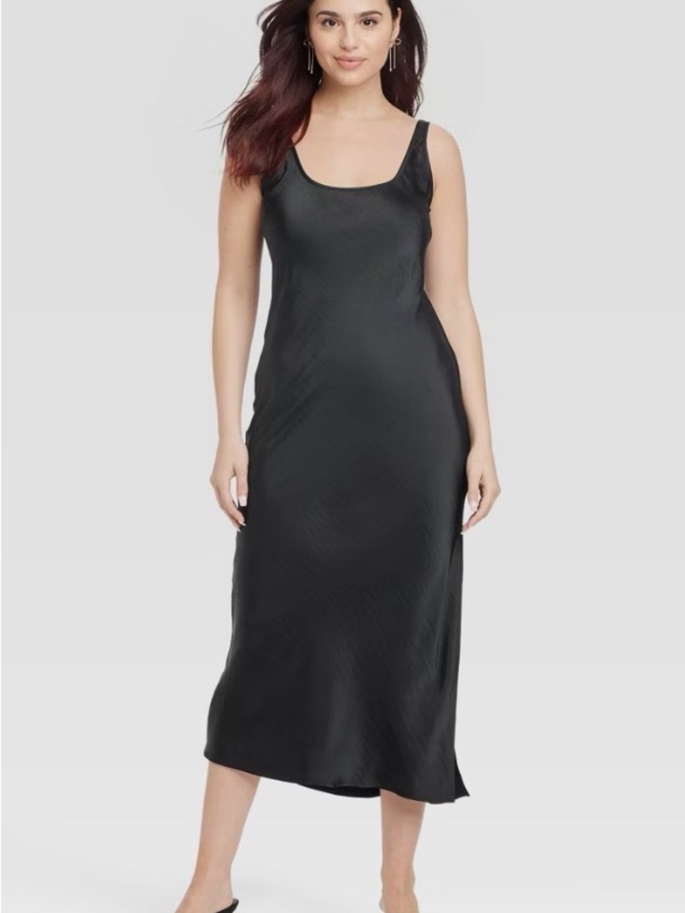 Satin Slip Dress - Black L A New Day
